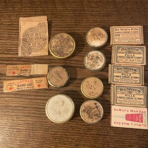 Lot of 11 Vintage Tin Pill Small Collectible Metal Container Boxes Medical